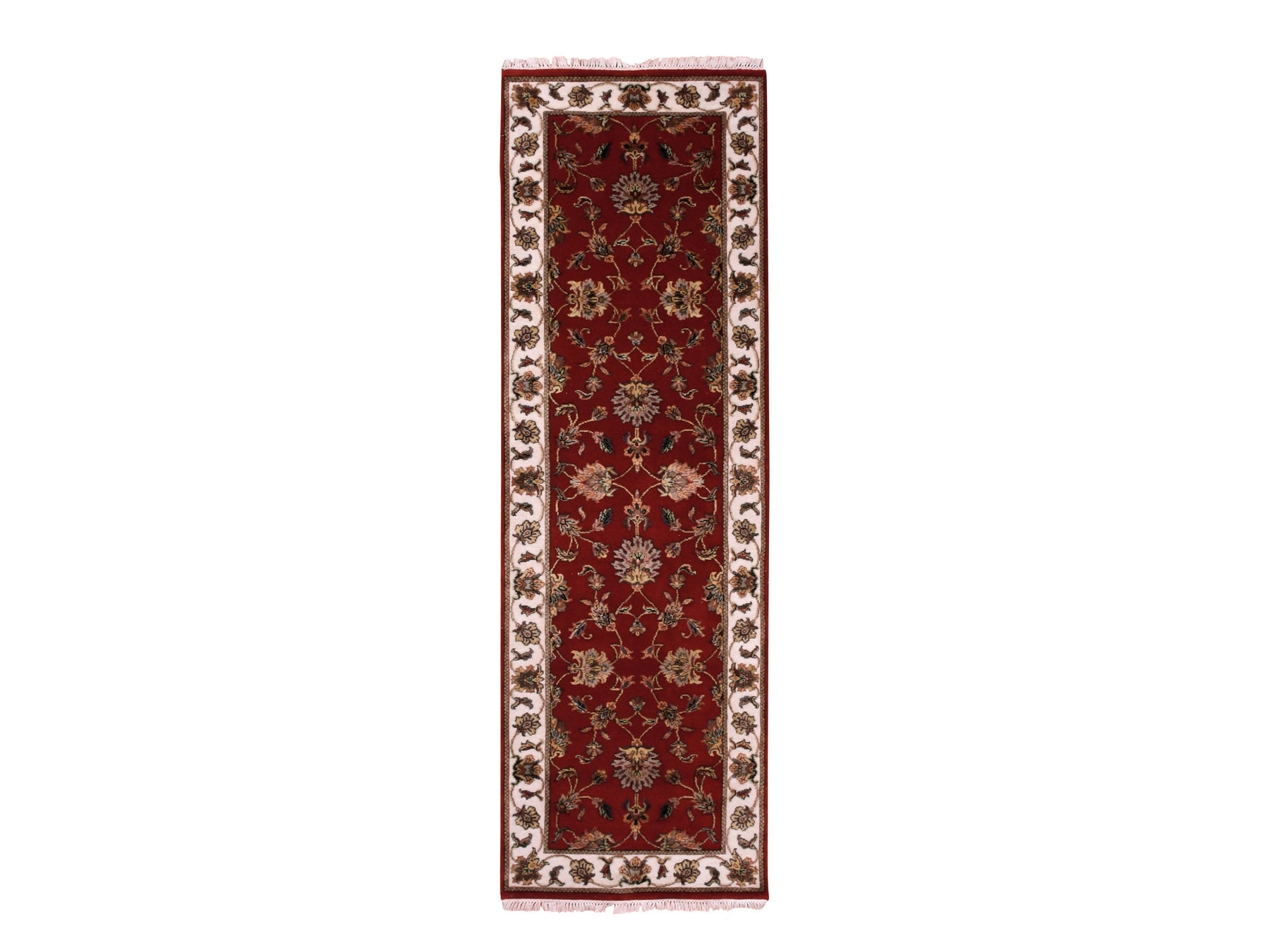Rajasthan Traditional hand-knotted wool/silk runner in Red, 2'6" x 8'2", SKU O075393