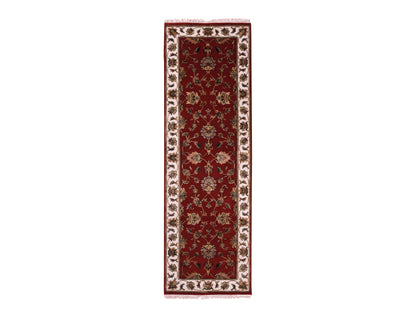 Red 2'6" x 8'2" Traditional Hand knotted Wool/Silk Rug - Sku: O075393