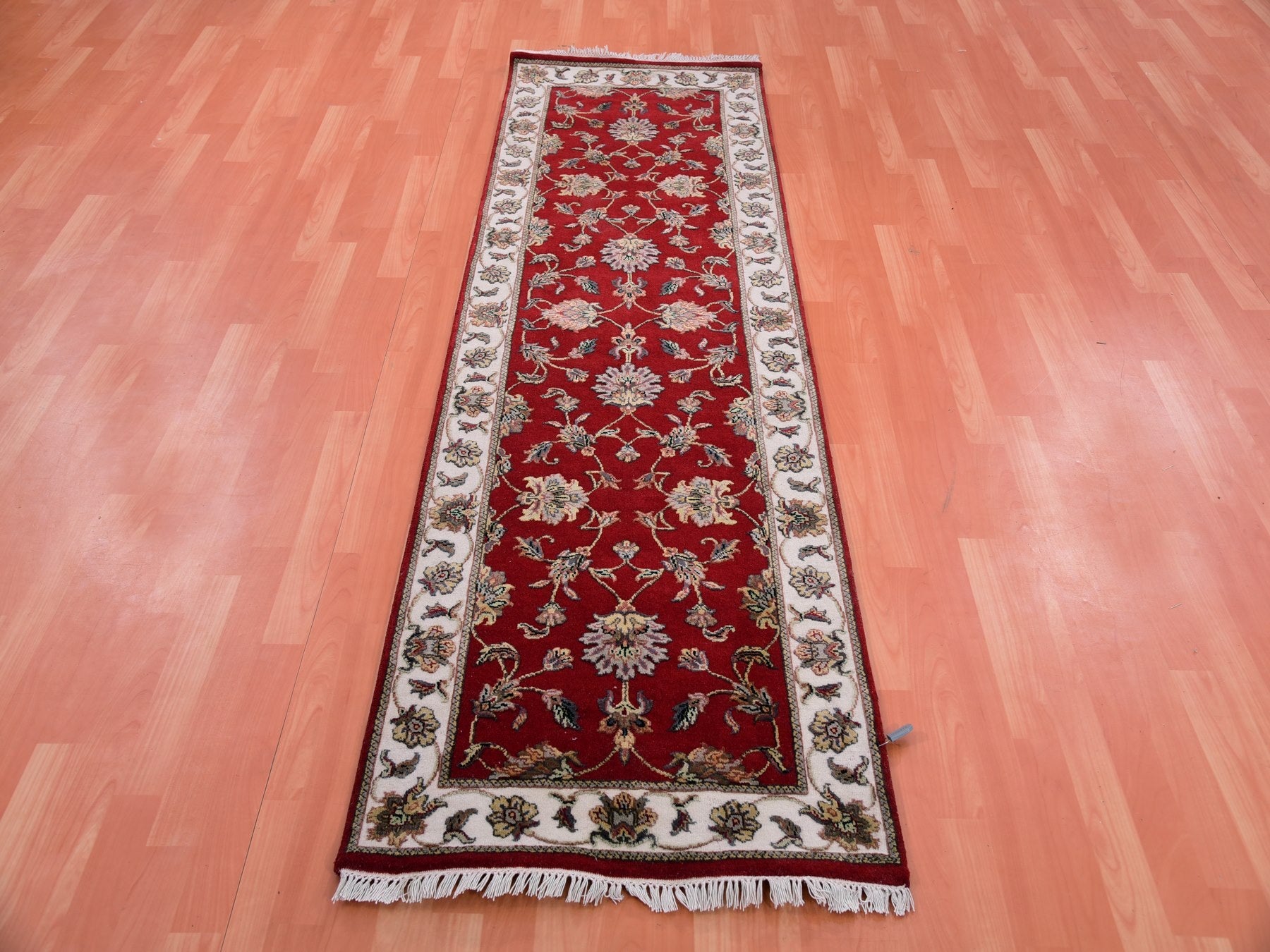 Rajasthan Traditional hand-knotted wool/silk runner in Red, 2'6" x 8'2", SKU O075393