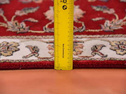 Red 2'6" x 8'2" Traditional Hand knotted Wool/Silk Rug - Sku: O075393