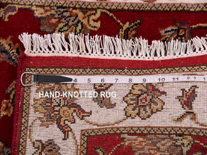 Red 2'6" x 8'2" Traditional Hand knotted Wool/Silk Rug - Sku: O075393