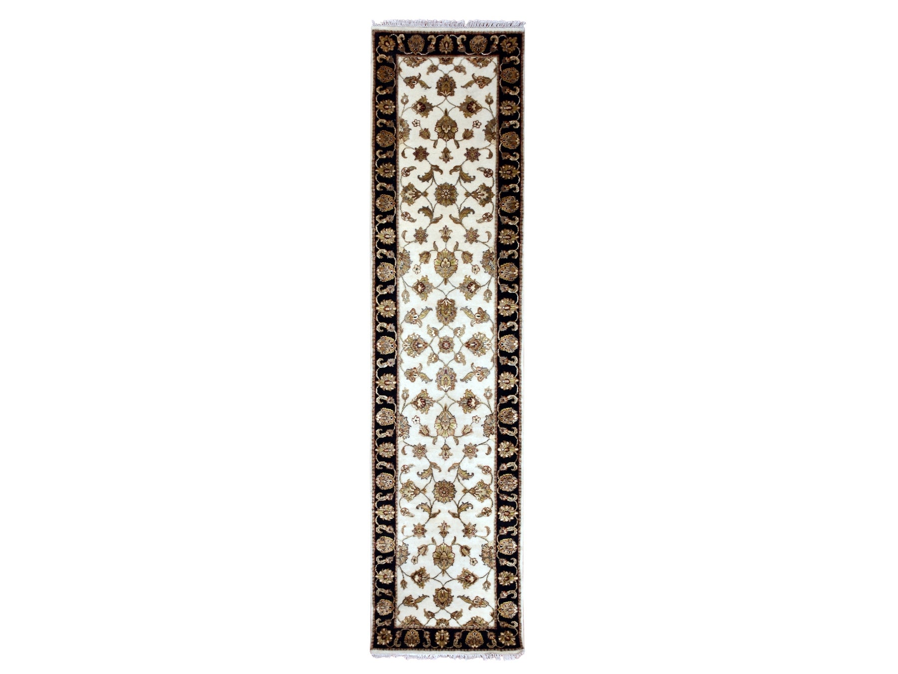 Ivory 2'5" x 10'1" Traditional Hand knotted Wool/Silk Rug - Sku: O075394