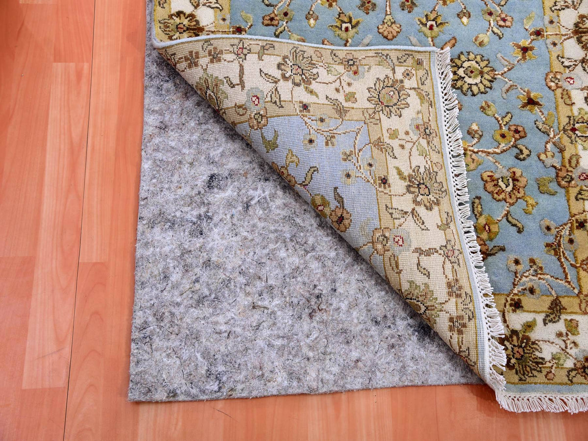 Rajasthan Traditional hand-knotted wool/silk runner in Blue, 3'0" x 12'2", SKU O075396
