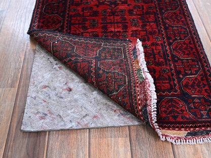 Tribal & Geometric hand-knotted wool runner in Red, 1'9" x 4'9" — SKU O0753 (view 3)