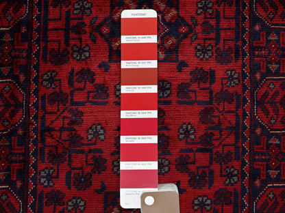 Tribal & Geometric hand-knotted wool runner in Red, 1'9" x 4'9" — SKU O0753 (view 4)