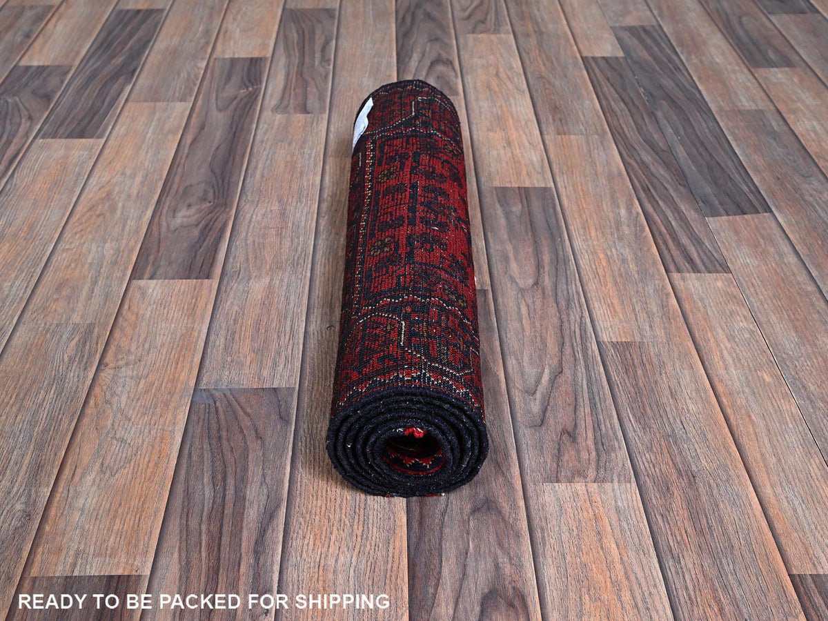 Tribal & Geometric hand-knotted wool runner in Red, 1'9" x 4'9" — SKU O0753 (view 5)
