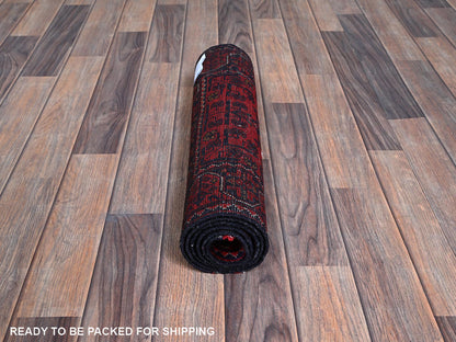 Tribal & Geometric hand-knotted wool runner in Red, 1'9" x 4'9" — SKU O0753 (view 5)