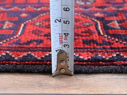 Tribal & Geometric hand-knotted wool runner in Red, 1'9" x 4'9" — SKU O0753 (view 6)