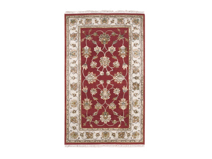 Red 3'1" x 5'3" Traditional Hand knotted Wool Rug - Sku: O075402