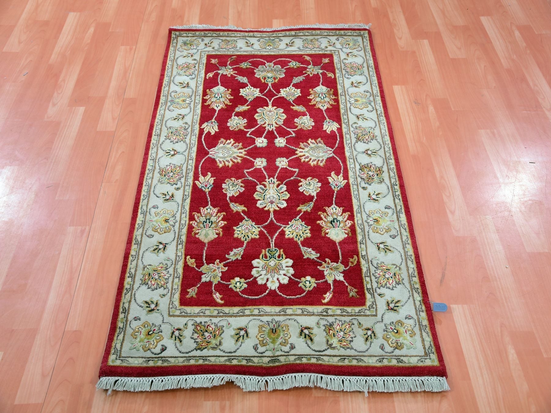 Rajasthan Traditional hand-knotted wool rug in Red, 3'1" x 5'3", SKU O075402