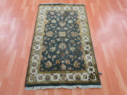 Grey 3'0" x 5'2" Rajasthan Hand knotted Wool/Silk Rug - Sku: O075403
