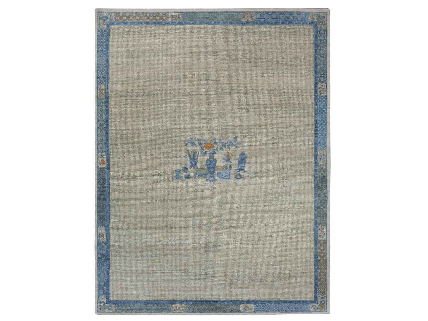 Traditional hand-knotted wool rug in Gray, 9'1" x 12'1", SKU O075409