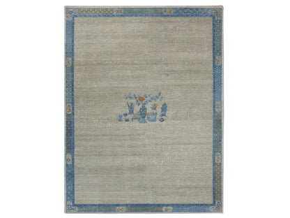 Grey 9'1" x 12'1" Traditional Hand knotted Wool Rug - Sku: O075409
