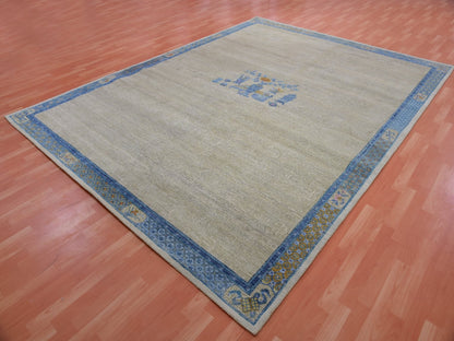 Grey 9'1" x 12'1" Traditional Hand knotted Wool Rug - Sku: O075409