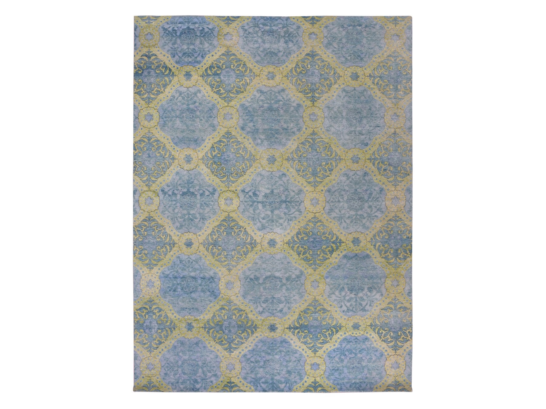 Traditional hand-knotted wool rug in Blue, 9'0" x 12'2", SKU O075410