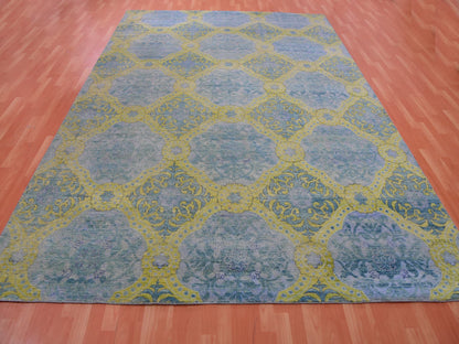 Traditional hand-knotted wool rug in Blue, 9'0" x 12'2", SKU O075410