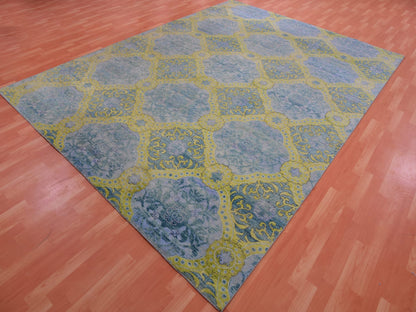 Traditional hand-knotted wool rug in Blue, 9'0" x 12'2", SKU O075410
