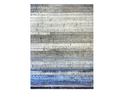Grey 9'0" x 12'4" Modern / Contemporary Hand knotted Wool Rug - Sku: O075412