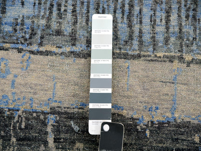 Grey 9'0" x 12'4" Modern / Contemporary Hand knotted Wool Rug - Sku: O075412