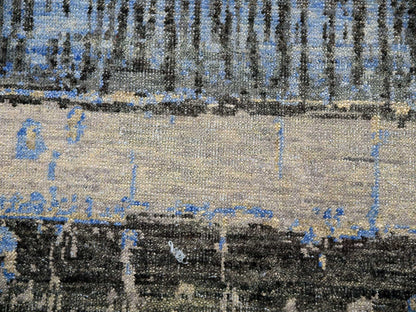 Grey 9'0" x 12'4" Modern / Contemporary Hand knotted Wool Rug - Sku: O075412