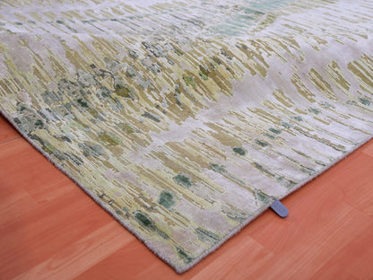 Green 8'0" x 10'1" Silk Hand knotted Silk Rug - Sku: O075419