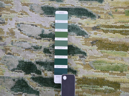 Green 8'0" x 10'1" Silk Hand knotted Silk Rug - Sku: O075419