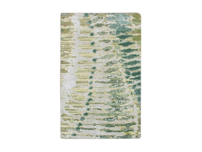 Silk hand-knotted silk rug in Green, 2'0" x 3'0", SKU O075423