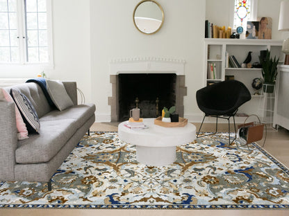 Ivory 10'2" x 14'4" Transitional Hand knotted Wool Rug - Sku: O075425