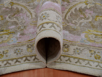 Oushak hand-knotted wool/silk rug in Beige, 12'0" x 15'7", SKU O075430