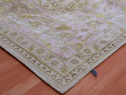 Oushak hand-knotted wool/silk rug in Beige, 12'0" x 15'7", SKU O075430