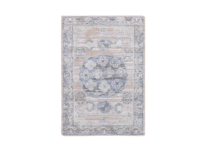 Grey 2'0" x 3'0" Wool and Silk Hand knotted Wool/Silk Rug - Sku: O075433