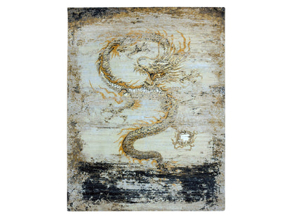 Traditional hand-knotted wool rug in Beige, 7'11" x 10'4", SKU O075435