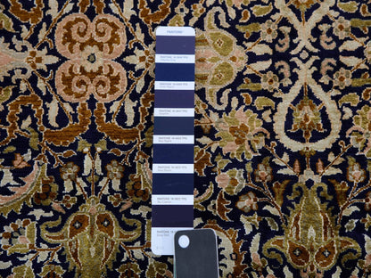 Traditional hand-knotted silk rug in Blue, 4'1" x 6'0", SKU O075436