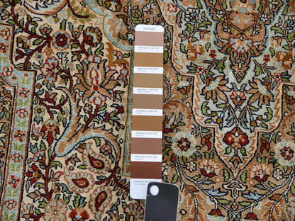 Traditional hand-knotted silk rug in Brown, 4'1" x 6'1", SKU O075437