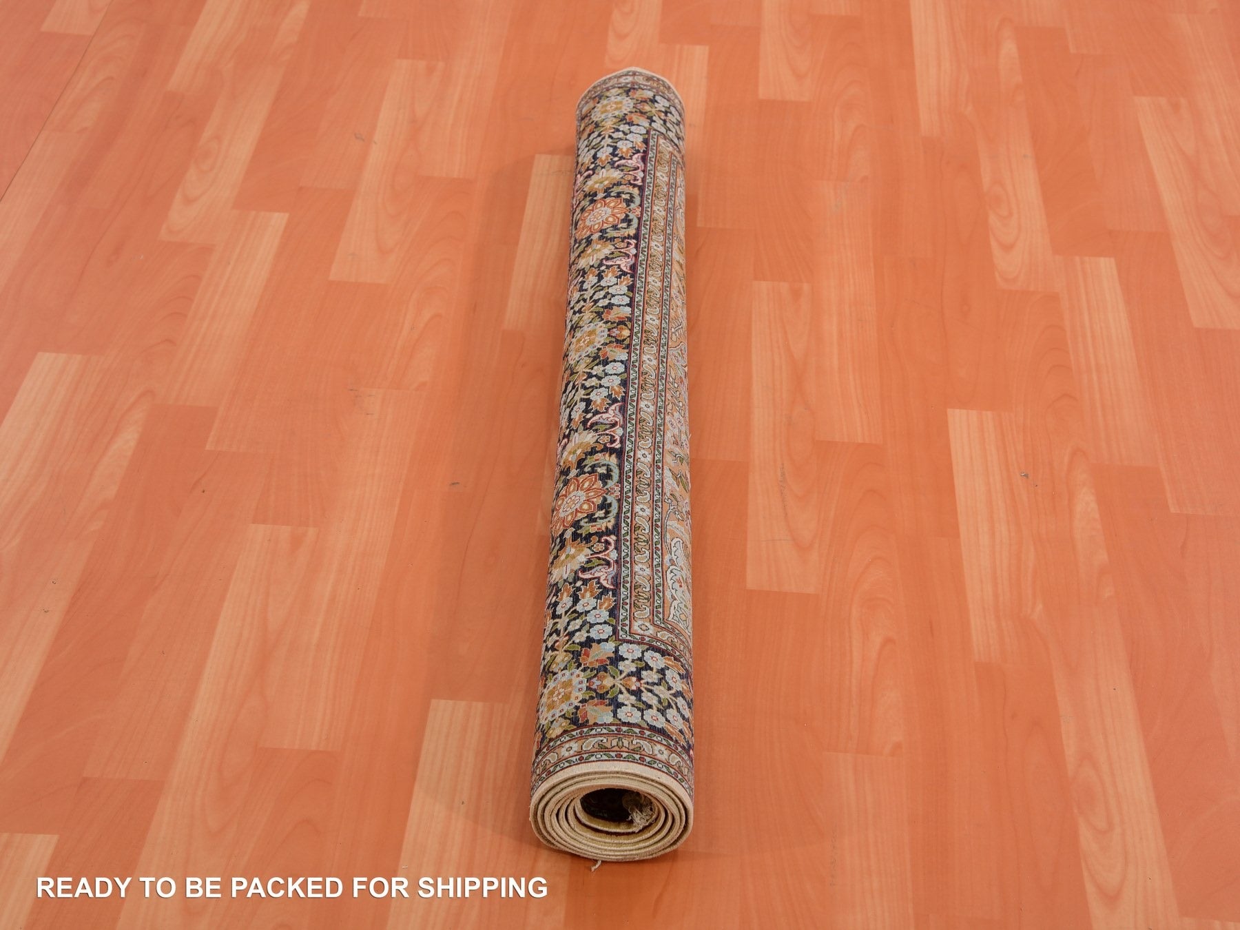 Traditional hand-knotted silk rug in Brown, 4'1" x 6'1", SKU O075437