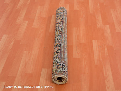Traditional hand-knotted silk rug in Brown, 4'1" x 6'1", SKU O075437
