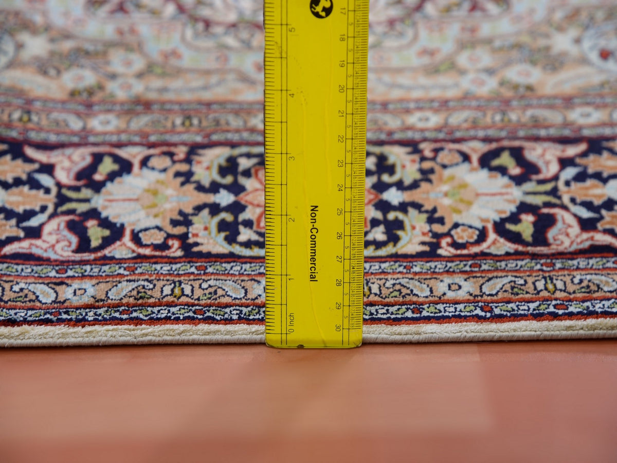 Traditional hand-knotted silk rug in Brown, 4'1" x 6'1", SKU O075437