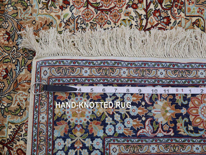 Traditional hand-knotted silk rug in Brown, 4'1" x 6'1", SKU O075437