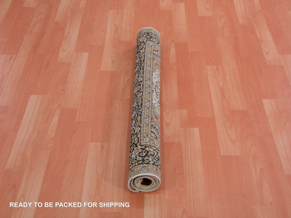 Ivory 2'11" x 5'5" Fine Oriental Hand knotted Silk Rug - Sku: O075438