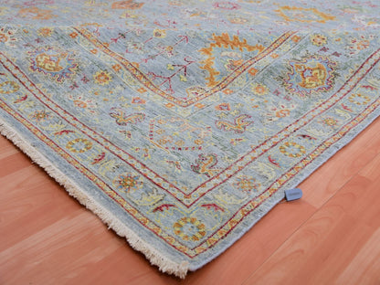 Grey 10'0" x 13'6" Transitional Hand knotted Wool Rug - Sku: O075450