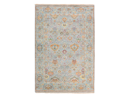 Grey 6'0" x 8'10" Transitional Hand knotted Wool Rug - Sku: O075454