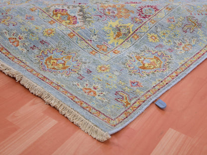 Grey 6'0" x 8'10" Transitional Hand knotted Wool Rug - Sku: O075454