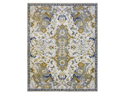 Ivory 8'1" x 10'2" Transitional Hand knotted Wool Rug - Sku: O075472