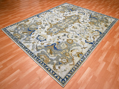 Ivory 8'1" x 10'2" Transitional Hand knotted Wool Rug - Sku: O075472