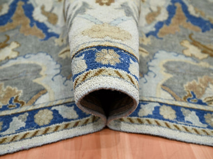 Ivory 8'1" x 10'2" Transitional Hand knotted Wool Rug - Sku: O075472