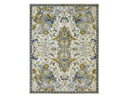 Ivory 9'2" x 12'1" Transitional Hand knotted Wool Rug - Sku: O075473