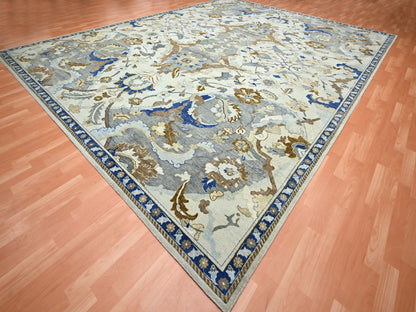 Ivory 11'11" x 15'5" Transitional Hand knotted Wool Rug - Sku: O075474