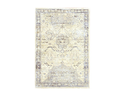 Ivory 2'1" x 3'0" Oushak And Peshawar Hand knotted Wool/Silk Rug - Sku: O075484