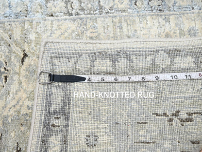 Ivory 2'1" x 3'0" Oushak And Peshawar Hand knotted Wool/Silk Rug - Sku: O075484
