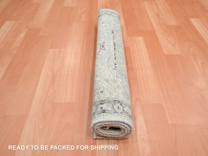 Ivory 2'1" x 3'0" Oushak And Peshawar Hand knotted Wool/Silk Rug - Sku: O075484